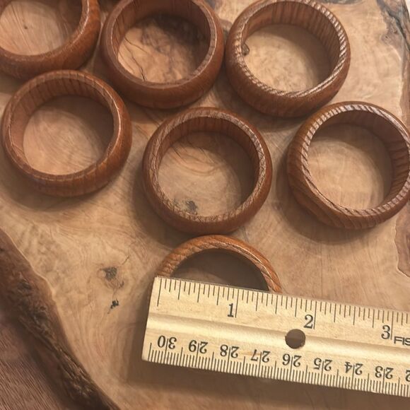 Set of 8 Wooden Napkin Rings - Picture 3 of 5